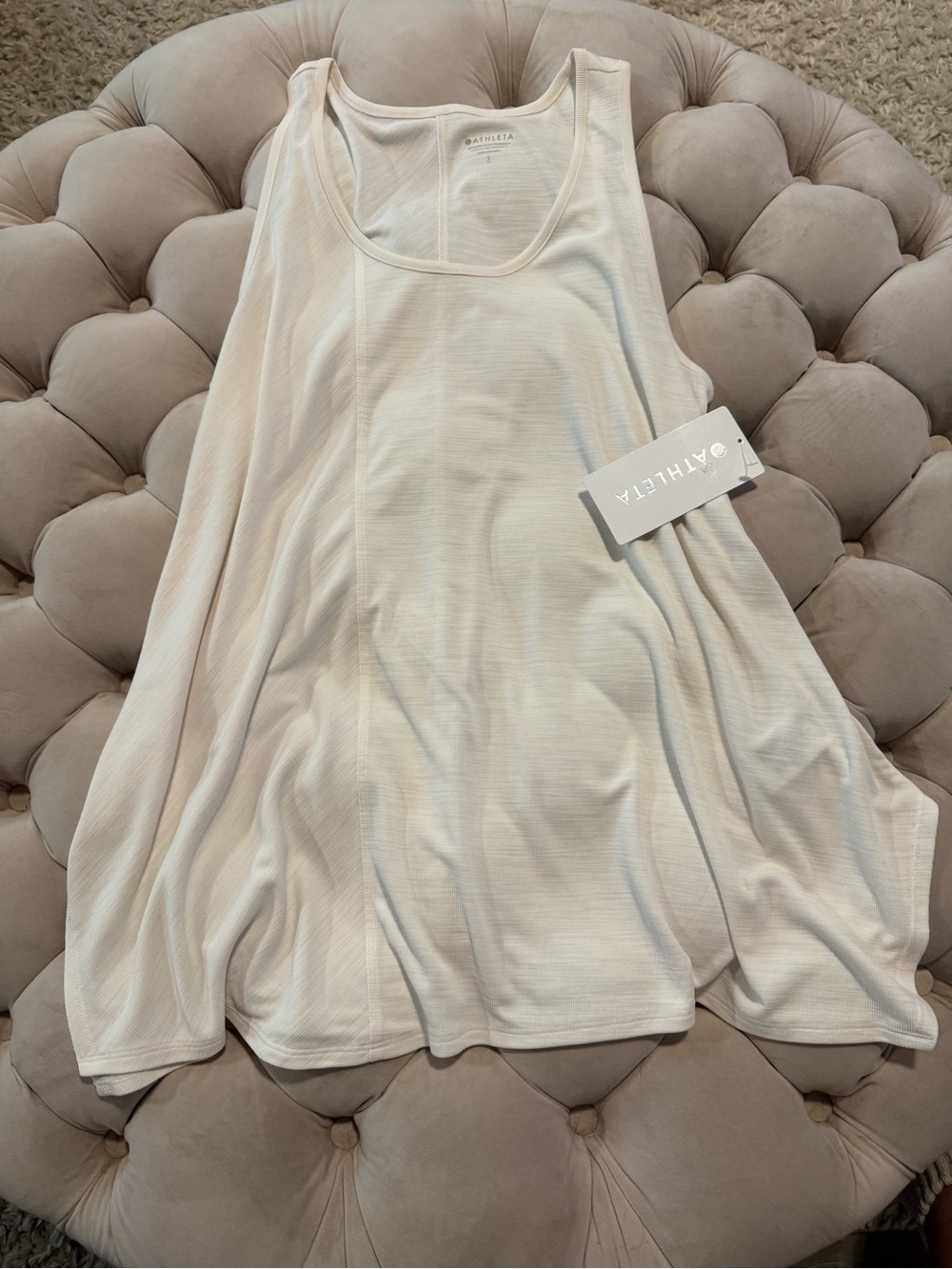 Athleta Relaxed Tank Cream Ivory Sleeveless Top NWT Size Large
